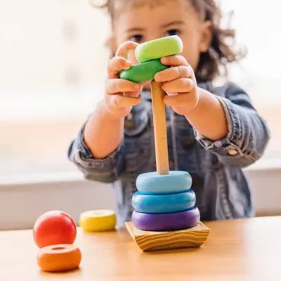 Jouet en Bois - WoodenToys™ - Tour arc - en - ciel - Jouets d'eveil bébé