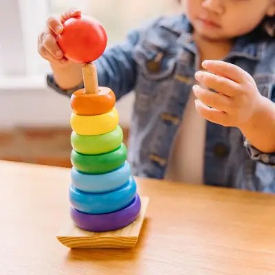 Jouet en Bois - WoodenToys™ - Tour arc - en - ciel - Jouets d'eveil bébé