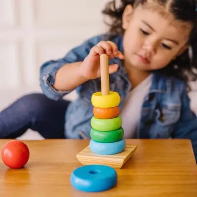 Jouet en Bois - WoodenToys™ - Tour arc - en - ciel - Jouets d'eveil bébé